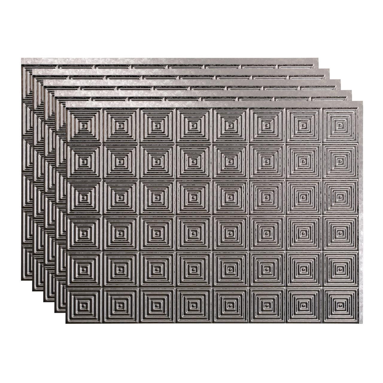 Fasade Miniquattro Vinyl Backsplash Panel 18in x 24in Galvanized Steel 5 Pack