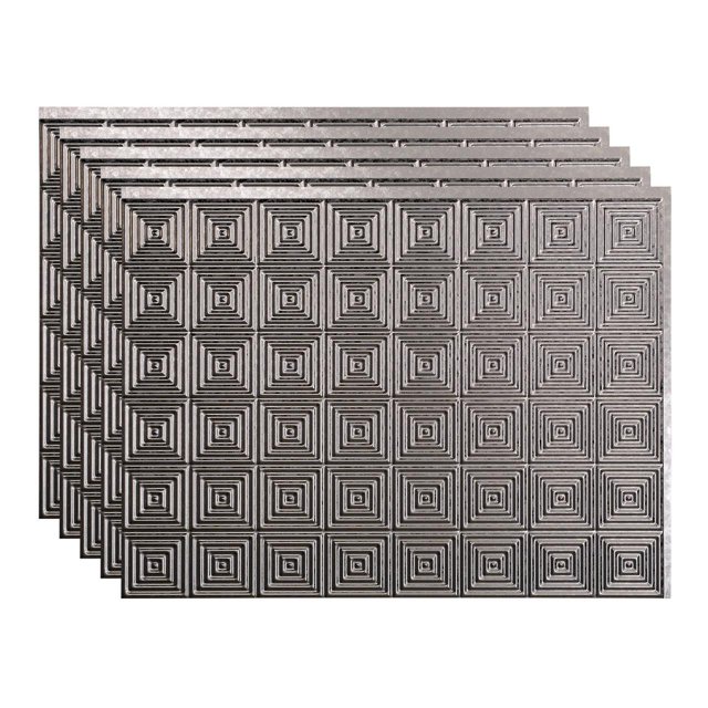 Fasade Miniquattro Vinyl Backsplash Panel 18in x 24in Galvanized Steel 5 Pack