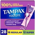 thumbnail image 1 of Tampax Radiant Tampons Multipack, with LeakGuard Braid, Regular/Super Absorbency, Unscented, 1 of 24