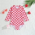 thumbnail image 2 of Kid Girls Rash Guard Swimsuit Striped Ruffle Sun Protection Long Sleeve Bathing Suits for Girls 4-5 Years, 2 of 6