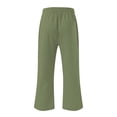 thumbnail image 4 of FNFYFH Womens Plus Size Capri Pants Wide Leg Cotton Linen Pants Drawstring Summer Beach Pants with Pockets, 4 of 7