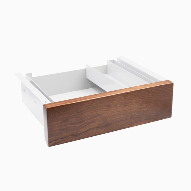 Desky Minimal Under Desk Drawer - Walnut Hardwood / White