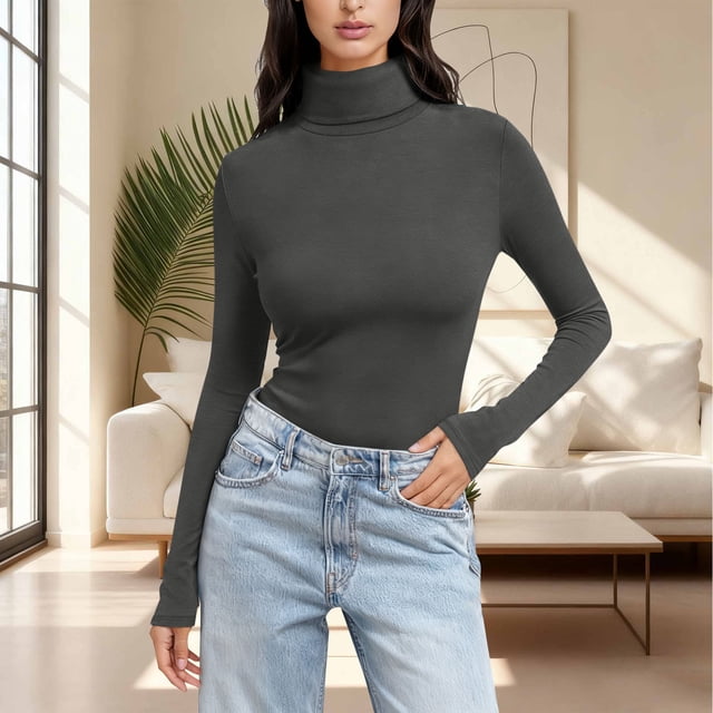 Ailaofu Chandail à Col Roulé pour Femmes Manches Longues Décontracté Automne Hiver chandail Tricoté