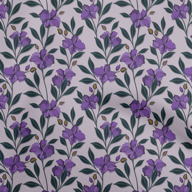 oneOone Tissu en Viscose Chiffon Violet Floral Rétro Matériel de Robe Tissu Imprimé Tissu au Mètre 42 Pouces de Large