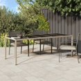 thumbnail image 1 of vidaXL Garden Table Beige 250x100x75 cm Tempered Glass and Poly Rattan, 1 of 4
