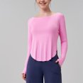 thumbnail image 2 of Timegard Workout Tops for Women Scoop Neck Long Sleeve Crop Tops Irregularly Athletic Running Tee Shirts, 2 of 4
