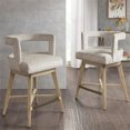 thumbnail image 2 of Madison Park Glenwood 25" Solid Wood Polyester Swivel Counter Stool in Cream, 2 of 8