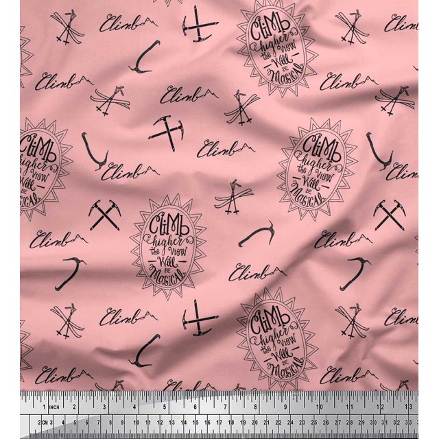 Soimoi Pink Cotton Cambric Fabric Hardware Tools & Text Decor Fabric Printed Yard 42 Inch Wide
