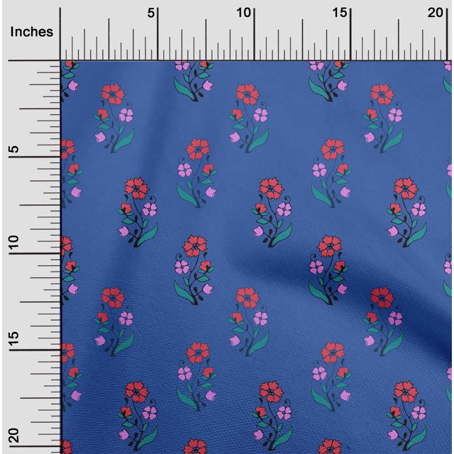 oneOone Georgette Viscose Fabric Leaves & Floral Block Decor Fabric Printed BTY 42 Inch Wide