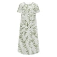 thumbnail image 4 of Babysbule Liquidation Robe d'Été Femme Mode Femmes Été Imprimé Décontracté Col en V Bouton Manches Courtes Vacances Poches Robe, 4 of 4