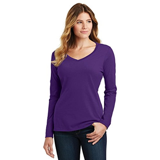 Port & Company ® Ladies Long Sleeve Fan Favorite V-Neck Tee. Lpc450vls 4Xl Team Purple