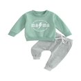 thumbnail image 1 of Baby Boys Pants Set  Long Sleeve Crew Neck Letters Print Sweatshirt with Elastic Waist Sweatpants Infant Clothes, 1 of 7