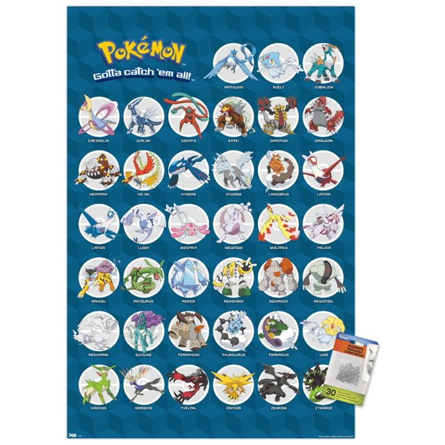 Pokémon - Legendary Wall Poster, 22.375" x 34" Framed