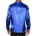 thumbnail image 3 of INSPIRE CHIC Men's Dress Satin V Neck Long Sleeves Button Down Party Shirts S Blue, 3 of 6