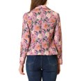 thumbnail image 3 of INSPIRE CHIC Women's Fitted Blazer Notch Lapel Printed Open Front Work Suit Jacket XL Rose-Floral, 3 of 7
