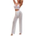 thumbnail image 2 of FOCUSNORM Women Hollow Out Pants Solid Color Elastic High Waist Trousers, 2 of 8