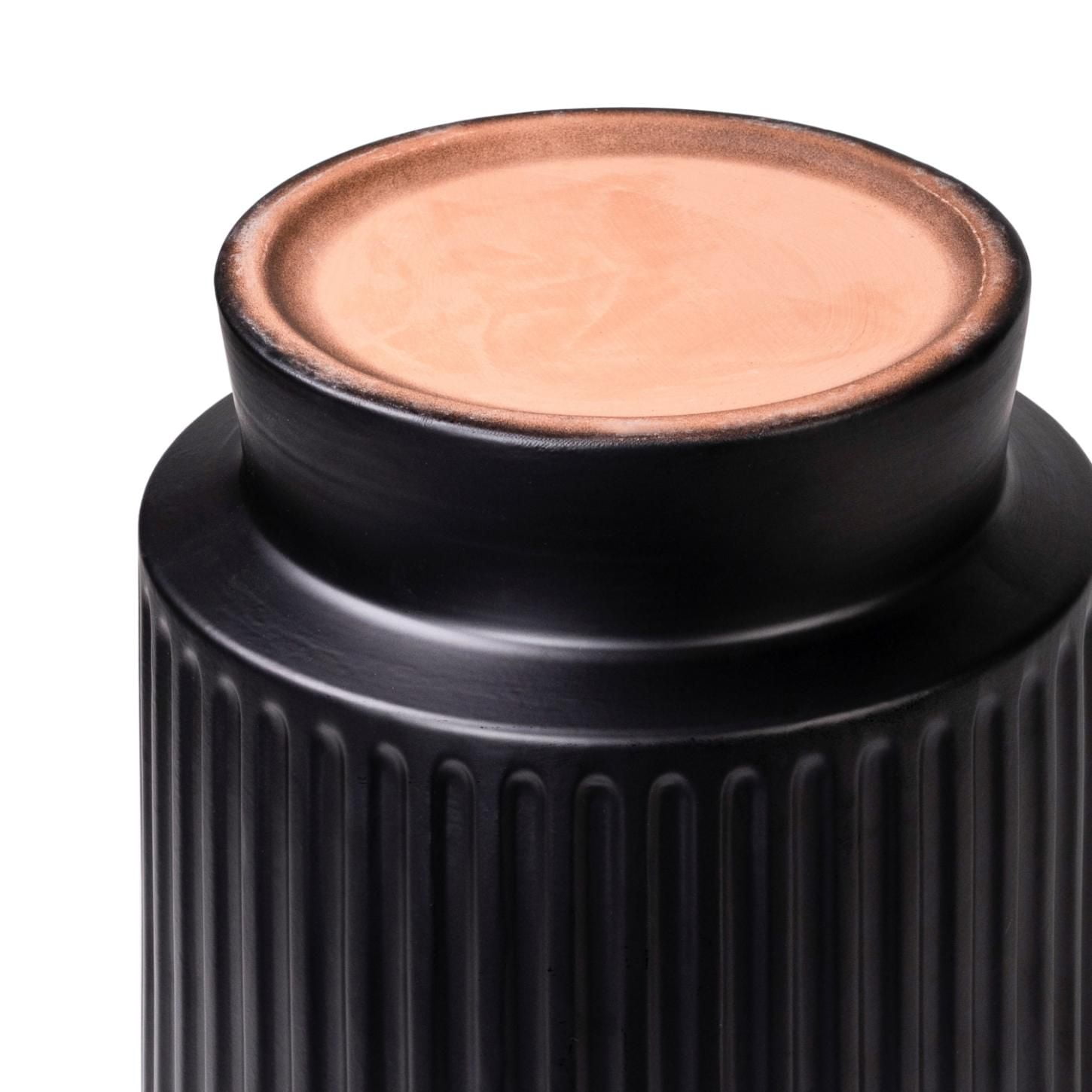 Hometrends Céramique Pot à rayures de 25,4 cm-Noir