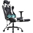 thumbnail image 1 of Gaming Chair Racing Office Chair Ergonomic Desk Chair Massage PU Leather Recliner PC Computer Chair with Lumbar Support Headrest Armrest Footrest Rolling Swivel Task Chair for Women Adults (White), 1 of 7