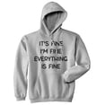 thumbnail image 1 of It's Fine I'm Fine Everything Is Fine Hoodie Funny Sarcasm Witty Sweatshirt (Heather Grey) - S, 1 of 2