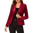 thumbnail image 1 of INSPIRE CHIC Blazer en Velours Vintage pour Femme, Revers Cranté, devant Boutonné, Veste de Bureau, m Bourgogne, 1 of 8