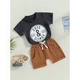 thumbnail image 3 of Gupgi 2Pcs Toddler Baby Boy Letter Print Short Sleeve Crewneck T-Shirt Solid Color Shorts Set, 3 of 6