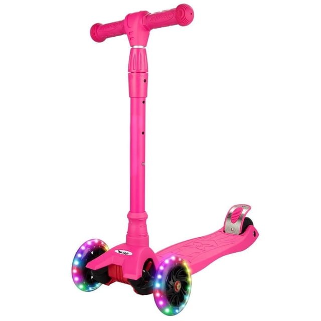AKDSteel Trottinettes pour Enfants de 3 à 5 Ans, une Trottinette à 3 Roues Rose Vif avec Guidon Ajustable et Technologie d'Inclinaison pour Diriger. Comprend des Roulements ABEC-9 pour une Conduite en Douceur, un Grand Plateau Antidérapant et un Frein d'Aile Arrière en Métal pour la Sécurité. les Trois Roues en PU s'Illuminent avec des Effets DEL, Ajoutant Visibilité et Plaisir. Convient aux Enfants de 3 à 12 Ans, avec Quatre Niveaux de Hauteur Ajustables Allant de 23,6 à 29,9 Pouces.
