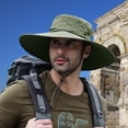 thumbnail image 4 of Men Sun Hat Solid Color Fasten String Wide Brim Sunscreen Beach Hat Summer Head Supply, 4 of 10