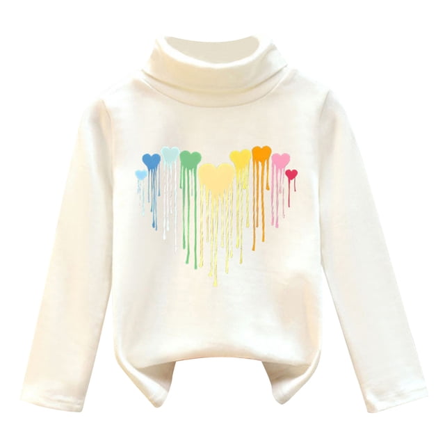 Girls Fall Tshirts High Collar Velvet Warmth Soft Unisex J Going Out Fall Tops for 5-6 Years