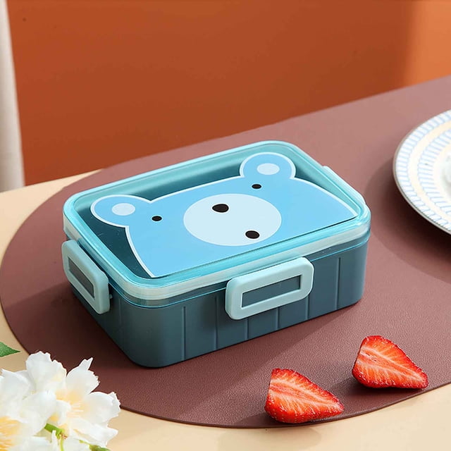 TIMIFIS Bento Box School Supplies Cartoon Plastic Lunch Box Cute Four-button Children's Lunch Box Student Can Microwave Portable Portable Lunch Box