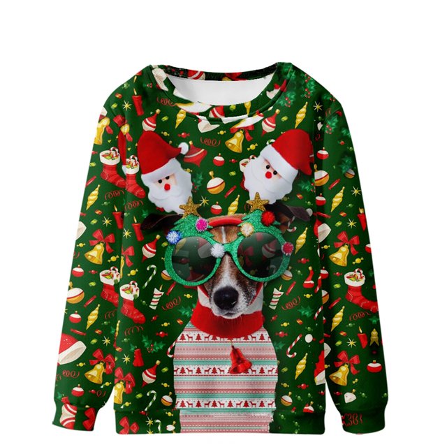 Pompotops Chandail de Noël Décontracté pour Homme, Mode, Impression 3D, Manches Longues, Col Rond, Haut Chandail Chemise Blouses en Solde