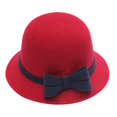 thumbnail image 1 of Chapeau Melon Petit pour Femme, Automne et Hiver, Nœud, Bout Rond, Décontracté, Style Bassin de Pêcheur, 1 of 3