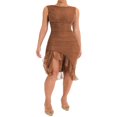thumbnail image 2 of Robe Midi Fendue Sans Manches pour Femmes, Col en V, Fendue Haute, Élégante pour Fête, 2 of 7