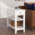 thumbnail image 3 of Narrow End Table with Drawer and Shelf, 3-Tier Sofa End Table for Small Space, Black, 3 of 5