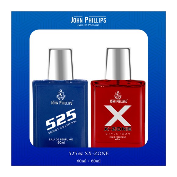 John Phillips XX - Zone Style Icon + 525 Secret Collection Eau De Perfume Combo For Men & Women Pack Of 2X 60ml - 2.0 Fl.oz. Each | Long Lasting Unisex Fragrance | With Spicy, Musky & Basil Notes