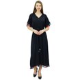 thumbnail image 3 of Bimba Robe Kaftan Longue en Rayonne pour Femme avec Pompon, Designer Chic, Maxi Caftan, 3 of 9