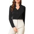 thumbnail image 1 of INSPIRE CHIC Chemise Élégante à Manches Longues et Col en V pour Femmes, Noire, 1 of 7