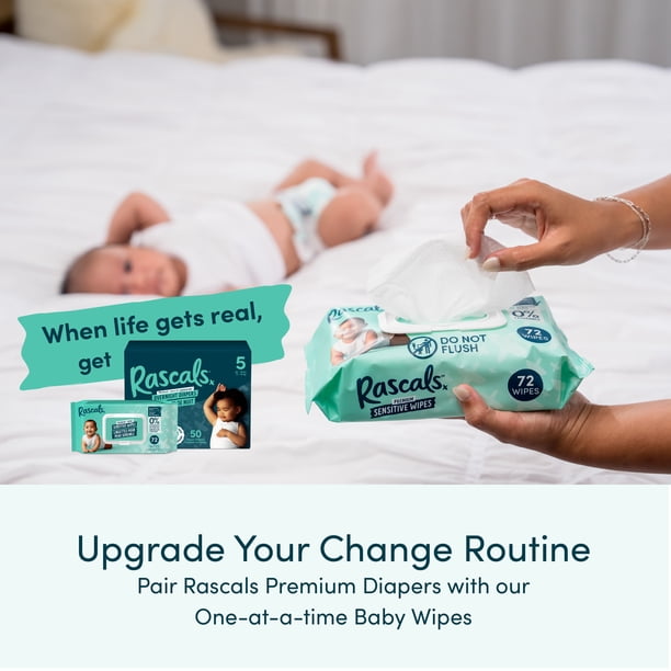 Rascals Overnight Absorbent Baby Diapers, Size 5, Carton, 50 Count
