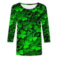 thumbnail image 4 of cfhntfmh Chemise de la Saint-Patrick pour Femmes Grande Taille Blouse Imprimée Manches 3/4 Col Rond Mode 2025, 4 of 5