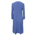 thumbnail image 2 of Sexy Dance Robe Longue pour Femmes, Décor de Boutons, Robes Maxi, Col en V, Plissée, Manches Longues, Bleu Foncé, S, 2 of 5
