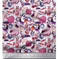thumbnail image 1 of Soimoi Modal Satin Fabric Floral,Bird & Animal Cartoon Printed Craft Fabric by The Yard 42 Inch Wide, 1 of 3