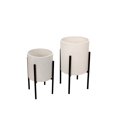 thumbnail image 1 of Sagebrook Home S/2 Honeycomb Planter On Metalstand, White/Blk, 1 of 1