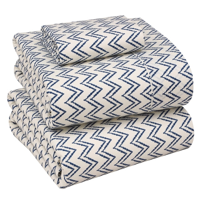 Ruvanti 100% Cotton Sheets - Crispy Cooling Percale Sheets For Twin Xl Size Bed, Breathable & Durable Twin Xl Sheet Set, 16 Inches Deep Pocket Sheets, Chevron, 3 Pieces