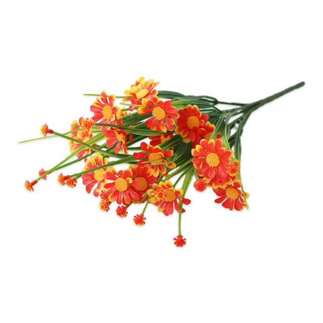 Baohd 5 Pcs/Ensemble Arrangement de Fleurs Artificielles Réalistes Faible Entretien et Coucher de Soleil Réaliste Rouge 1Ensemble