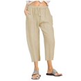 thumbnail image 1 of Women High Waisted Wide Leg Pants Drawstring Elastic Trousers Comfy Straight Leg Long Pants With Pockets, 1 of 5