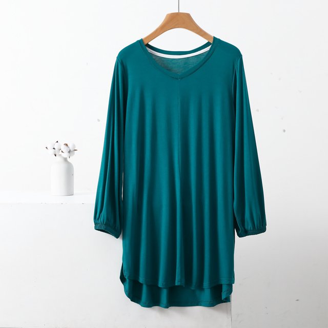 AherBiu T-Shirts pour Femmes à Col Rond, T-Shirts de Pyjama Amples, Été, Légers, Doux, Tunique à Manches Courtes, Hauts, Couleur Unie
