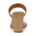 thumbnail image 2 of BLISSFUL STEP Women's Dual Clear Strap Block Heels Slides Sandals Nude (Size 9), 2 of 6