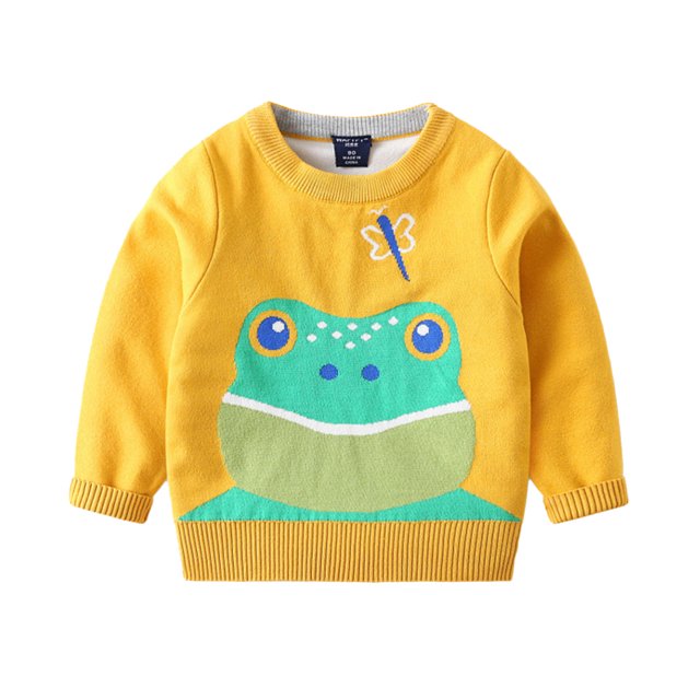 QUDDERR Chandail à Manches Longues pour Garçons Bébé Automne Hiver Motif Dessin Animé Col Rond 2-7 Ans