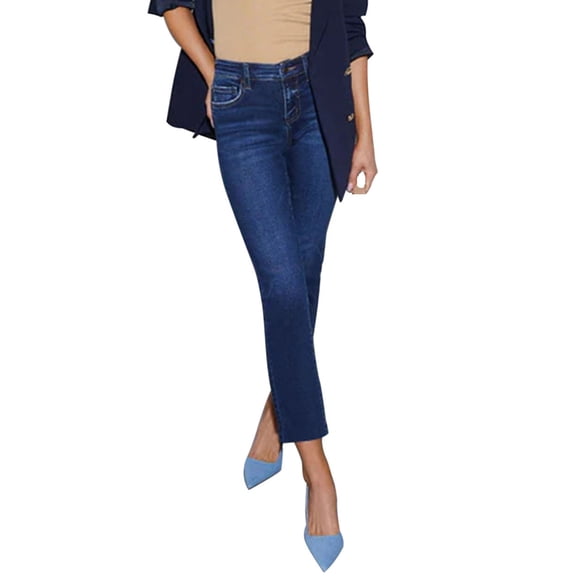 Yourumao Retro Jeggings for Women Cropped Elastic Waisted Jean Leggings Faxu Denim Pants Summer Trendy Jeans with Pocket