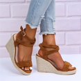 thumbnail image 4 of Womens Wedge Espadrilles Platform Cross Strap Ankle Buckle Open Toe Slingback Summer Sandals, 4 of 6