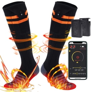 ShenMo Heated Socks Men Women, 3.7V 5000mAh Foot Warmer, Rechargeable Battery Operated Socks with APP Remote Control, Winter Warm Cotton Socks for Outdoor Sports Skiing Camping Fishing